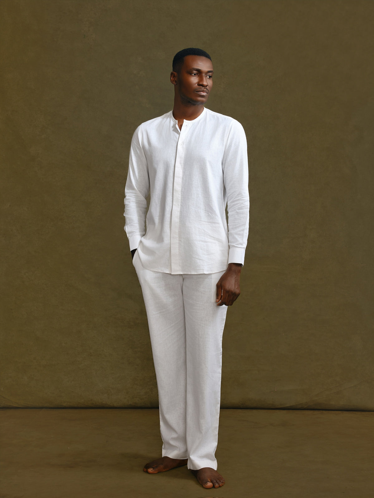 Men's Linen Long Sleeve Trouser Set