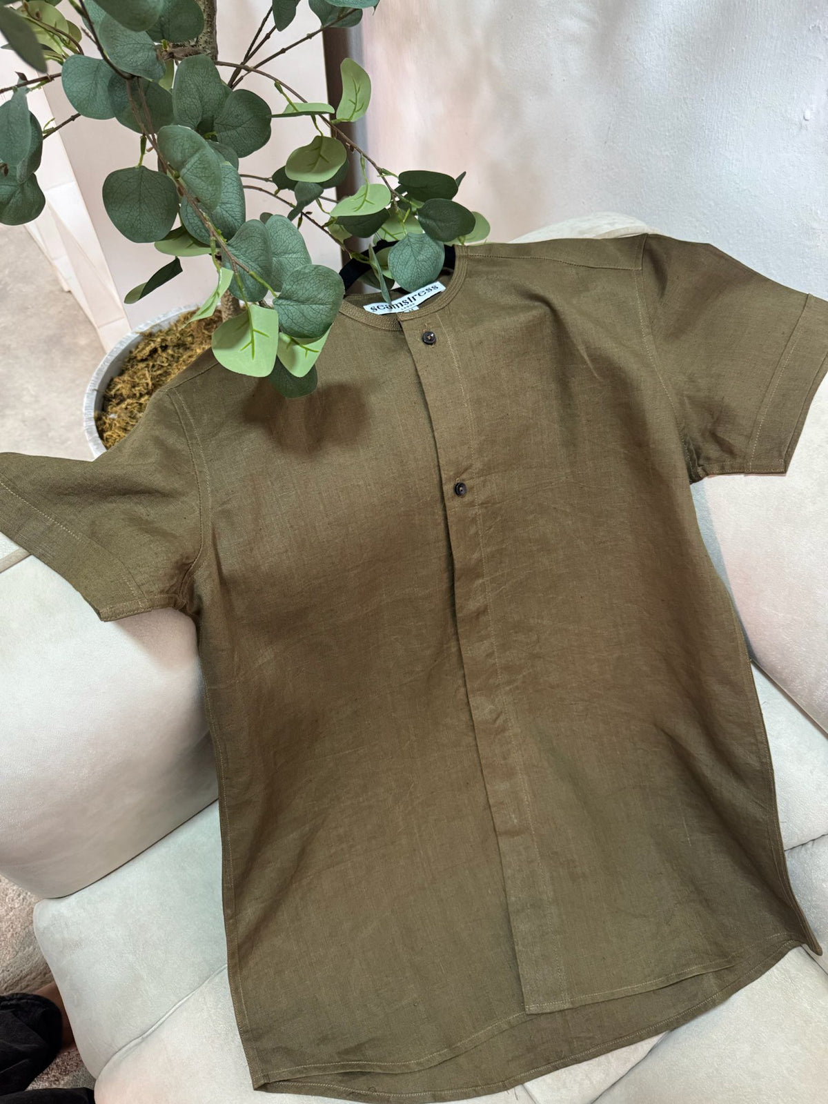 Men's Linen Short Sleeve Trouser Set