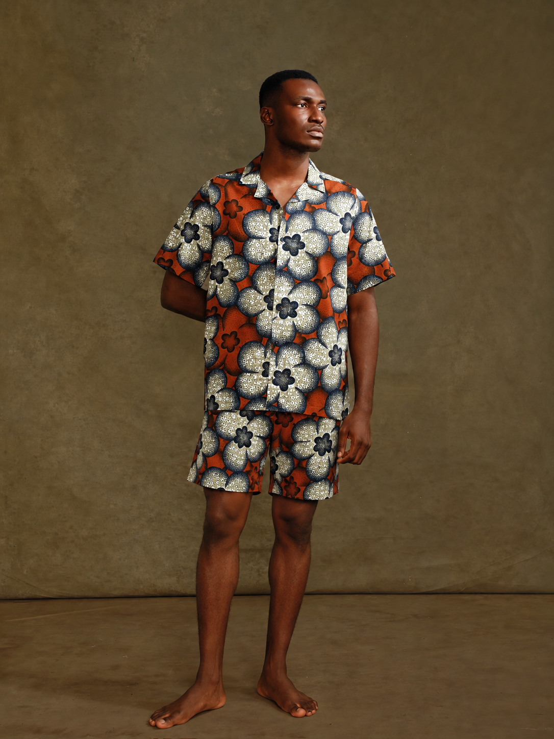 Men's Block Ankara Short Sleeve Shorts Set