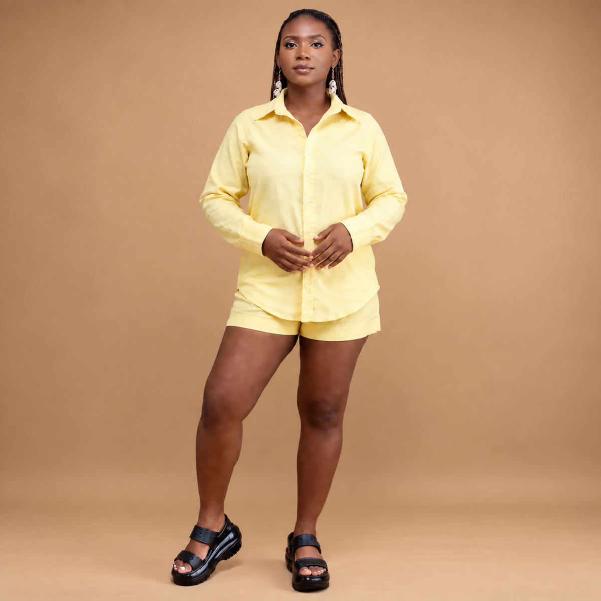 Linen long sleeve shirt with shorts